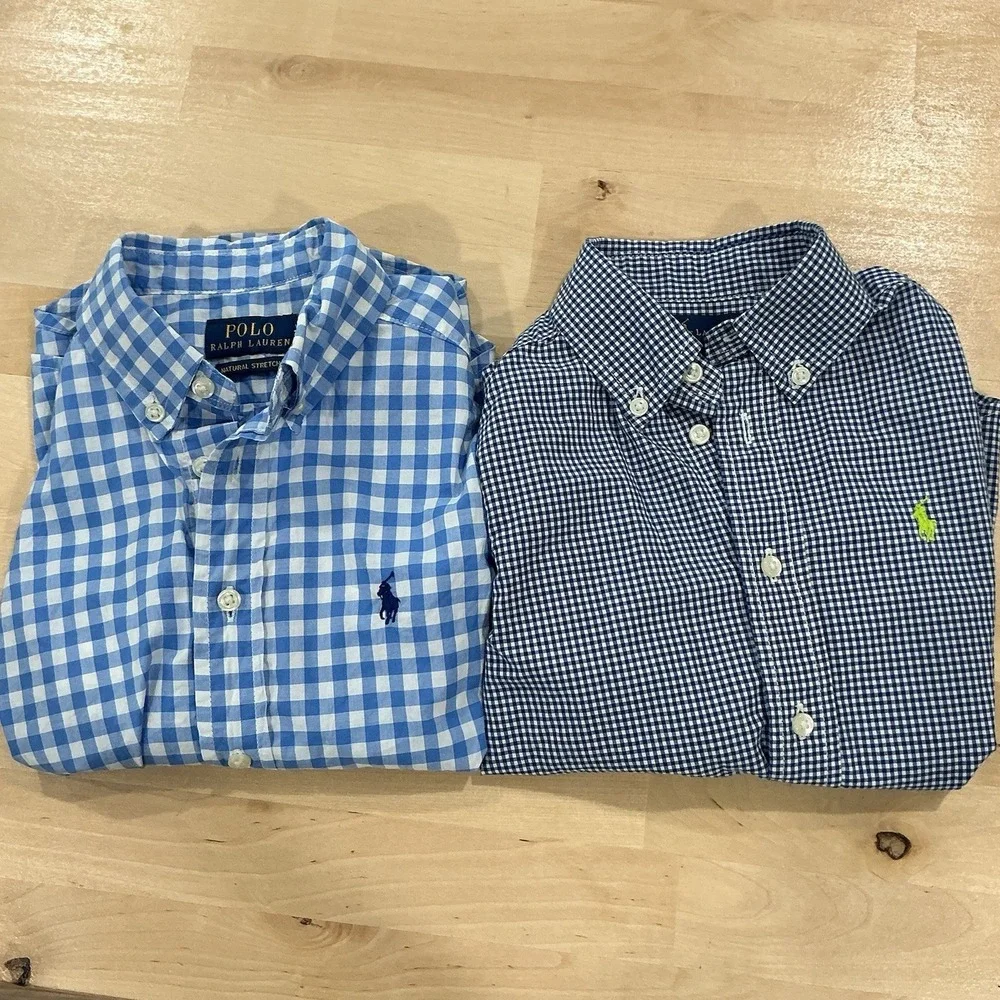 Ralph Lauren Boys Button Down Shirt Lot Of 2 Long Sleeve Sz 4 4T Gingham Preppy